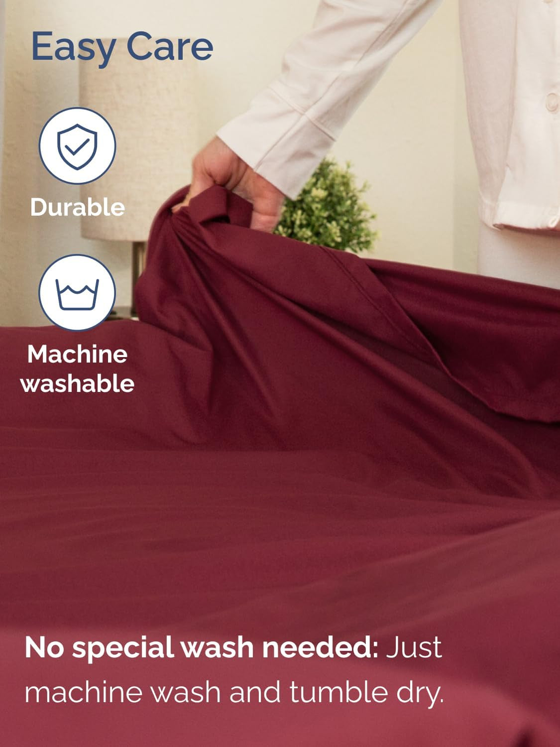 Extra Deep Twin Sheet Set - 4 Piece Breathable & Cooling Sheets - Burgundy