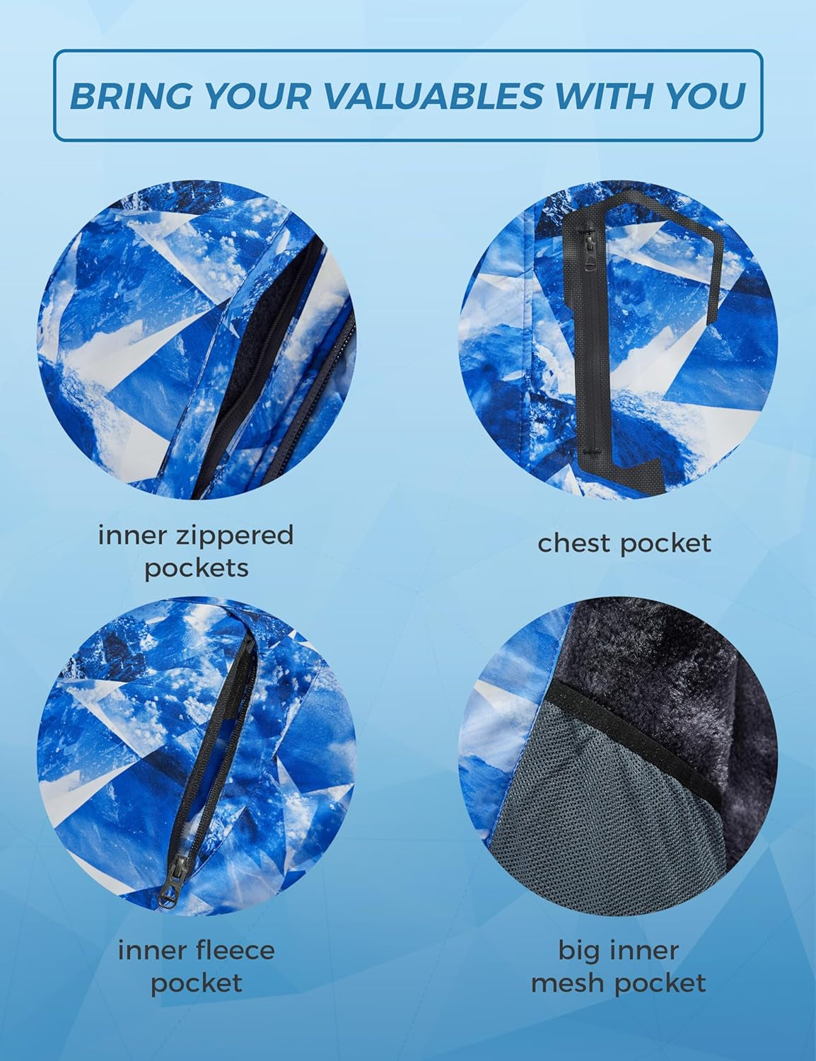 Men'S Softshell Waterproof Polar Fleece Breathable Climbing Ski Coat